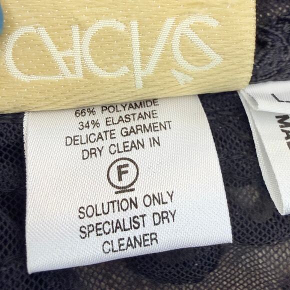 Vintage 90s CACHE Black Sheer Mesh Beaded Jacket Womens L Cropped Embellished - Picture 12 of 13